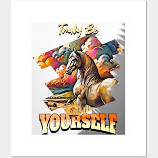 Truly Be yourself, grand horse, stallion, clouds Posters and Art